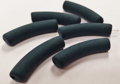 HUNTER GREEN MATTE 34x7mm. NOODLE BEADS - Lots of 12