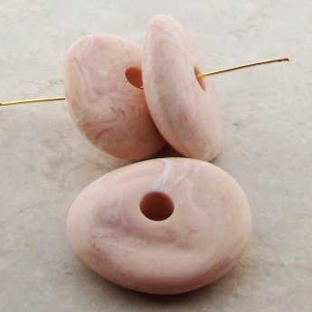 PINK MARBLE 37X33MM NUGGET BEADS - Lot of 12