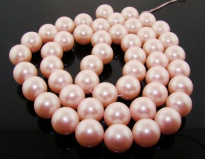 LIGHT PINK 15MM ROUND SMOOTH JAPANESE PEARL - Lot of 51