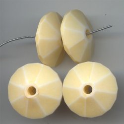 YELLOW WASH 10X24MM FACETED DISC BEADS - Lot of 12