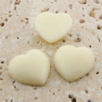 Ivory Opaque Smooth - 18mm. Heart Domed Cabochons - Lots of 144