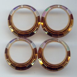 SMOKE TOPAZ 26mm ROUND 1-HOLE MULTI FACETED PENDANTS - Lot of 12