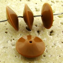 BROWN 17X7MM ROUND SPACER BEADS - Lot of 12