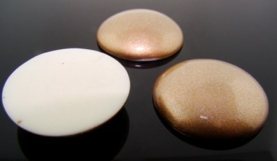 34mm. GOLD GLITTER ROUND CABOCHONS - Lot of 36