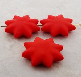 ORANGE MATTE 35MM STAR 9MM THICK BEADS - Lot of 12