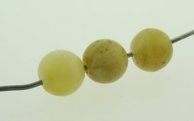 OLIVE GREEN SHINY MARBLE 8MM SMOOTH ROUND BEADS - Lot of 12