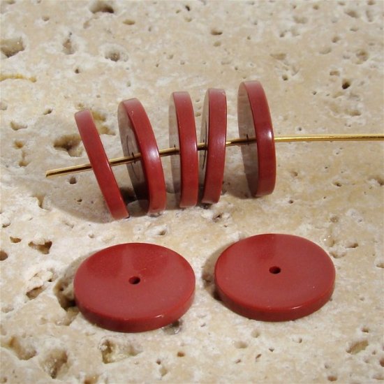 (image for) DARK RUST 15X2MM FLAT ROUND SPACER BEADS - Lot of 12