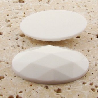 White Opaque Multi Faceted - 40x30mm Oval Cabochons - Lots of 12