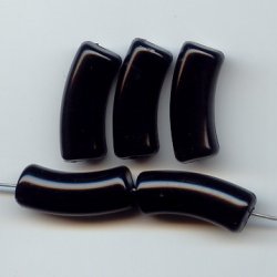 JET BLACK 25x10mm. NOODLE BEADS - Lot of 12