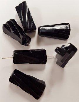 JET BLACK 23x12mm. TWISTED FLUTED TUBE BEADS - Lots of 12