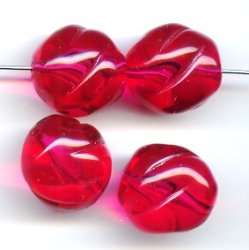 HOT PINK 19MM TWISTED ROUND BEADS - Lot of 12