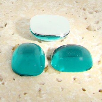 Teal Jewel - 15x11.5mm. Rectangle Domed Cabochons - Lots of 144