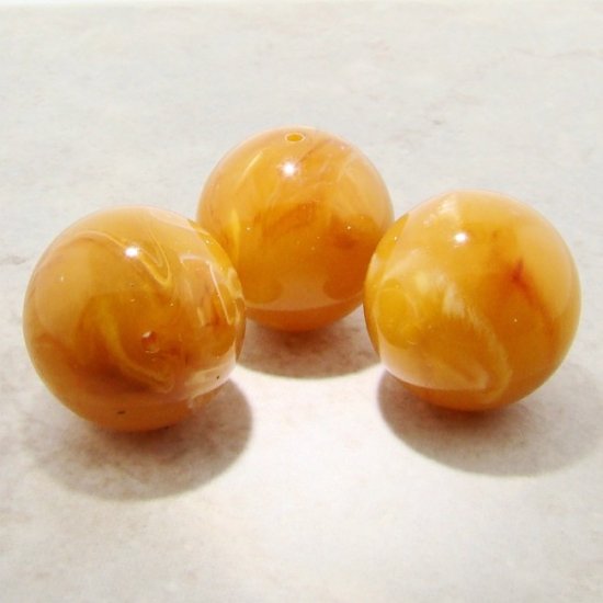 (image for) AMBER MARBLE 22MM SMOOTH ROUND BEADS - Lot of 12