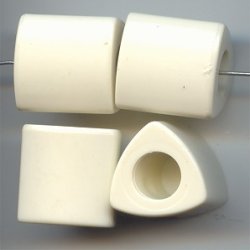 IVORY 20MM TRIANGLE LARGE HOLE BEADS - Lot of 12