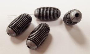 ANTIQUE SILVER 20x10mm. OVAL SCREW BARREL BEADS - Lots of 12
