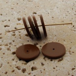 DARK KHAKI 19X2MM FLAT ROUND SPACER BEADS - Lot of 12