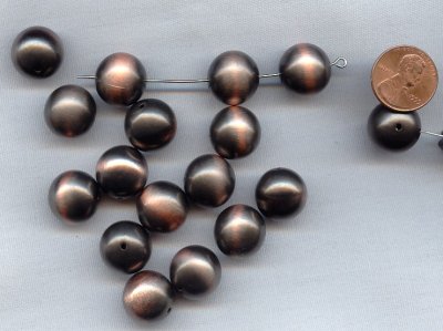 ANTIQUE COPPER 15mm. SMOOTH ROUND BEADS - Lots of 12