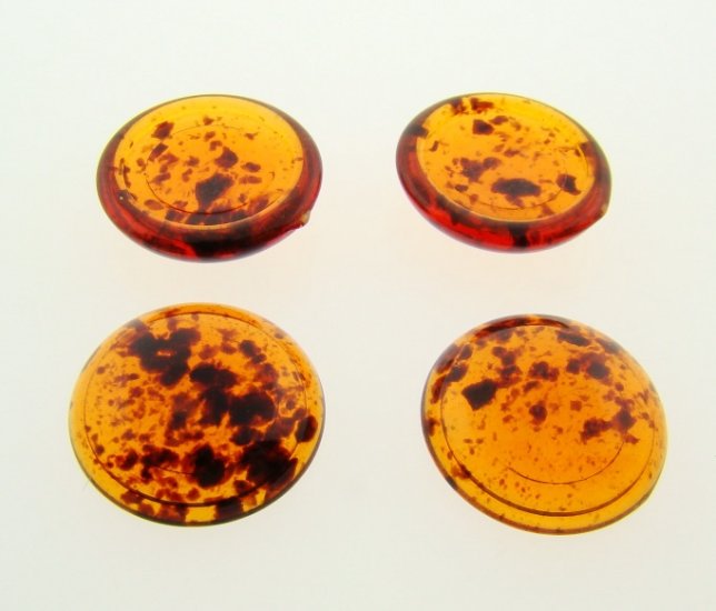 (image for) 18mm. TORTOISE AMBER SPECKLE SHINY ROUND CABOCHONS - Lot of 48