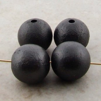 (image for) MATTE GUNMETAL 14MM TEXTURED ROUND BEADS - Lot of 12