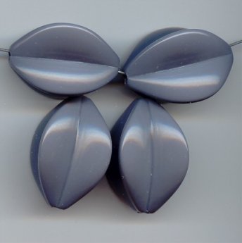 SMOKE GREY 35X22 FLUTED OVAL BEADS - Lot of 12