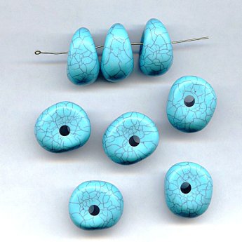 TURQUOISE MATRIX 13X26MM NUGGET BEADS - Lot of 12