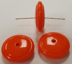 CORAL 5x16mm. GROOVED DISC SPACER BEADS - Lots of 12