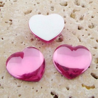 Rose Jewel Smooth - 18mm. Heart Domed Cabochons - Lots of 144