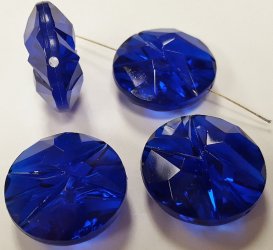 SAPPHIRE 25X12MM FACETED CARVED FLAT ROUND BEADS - Lots of 12