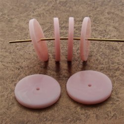 PINK MARBLE 19X2MM FLAT ROUND SPACER BEADS - Lot of 12