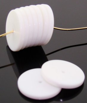 (image for) WHITE 19X2MM ROUND FLAT DISC SPACER BEADS - Lot of 12