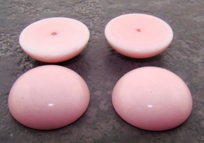 29mm. PINK WASH SHINY ROUND CABOCHONS - Lot of 36