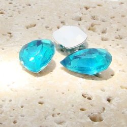 Aqua Jewel - 13x8mm. Pear Faceted Gem Jewels - Lots of 144