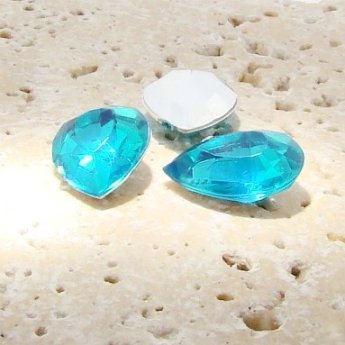 Aqua Jewel - 25x18mm. Pear Faceted Gem Jewels - Lots of 72