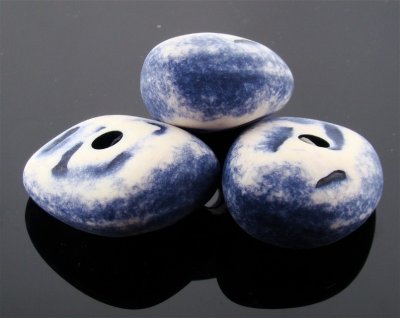 BLUE MATTE WASH 42X32MM NUGGET BEADS - Lot of 12