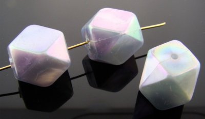 (image for) GREY MARBLE AB 20X17MM FACETED RECTANGLE BEADS - Lot of 12