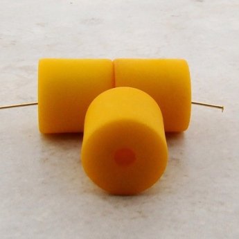 (image for) YELLOW MATTE 16MM X 16MM SMOOTH BARREL BEADS - Lot of 12