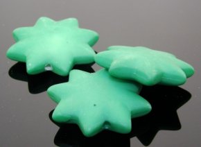 GREEN MATTE 25MM STAR 6MM THICK BEADS - Lot of 12