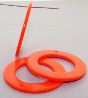 ORANGE 50MM ROUND FLAT 1-HOLE PENDANTS - Lot of 12