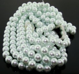 LIGHT MINT GREEN 10mm. ROUND SMOOTH JAPANESE PEARLS - Lot of 78