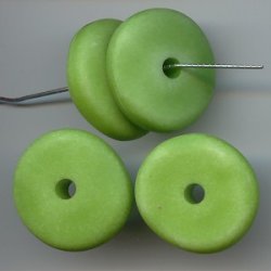 GREEN MATTE WASH 7X24 WAVY SPACER BEADS - Lot of 12