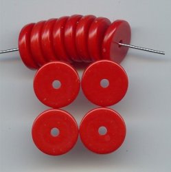 RED 3X14MM DISC SPACER BEADS - Lot of 12