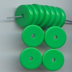 GREEN 3X14MM DISC SPACER BEADS - Lot of 12