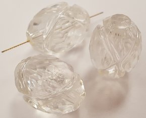 CRYSTAL 20x15mm. GROOVED TEXTURED BAROQUE OVAL BEADS - Lot of 12