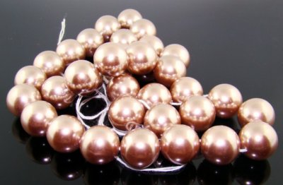 BRONZE 16MM ROUND SMOOTH JAPANESE PEARLS - Lot of 48