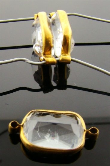 (image for) CRYSTAL 14X10MM OCTAGON 2-LOOP BRASS CHANNELS - Lot of 144