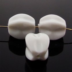WHITE 18X24MM OVAL FLUTED BEADS - Lot of 12
