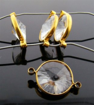 CRYSTAL 12MM RIVOLI 2-LOOP BRASS CHANNELS - Lot of 144