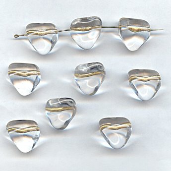 CRYSTAL GOLD LINED 17MM BAROQUE TRIANGLE BEADS - Lot of 12