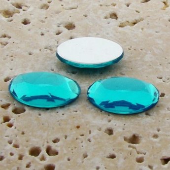Aqua Jewel Faceted - 25x18mm. Oval Domed Cabochons - Lots of 72