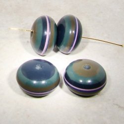 MULTI BLUE GREEN 17MM ROUND 10MM THICK BEADS - Lot of 12